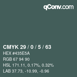 Code couleur: CMYK 29 / 0 / 5 / 63 | qconv.com