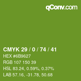 Color code: CMYK 29 / 0 / 74 / 41 | qconv.com