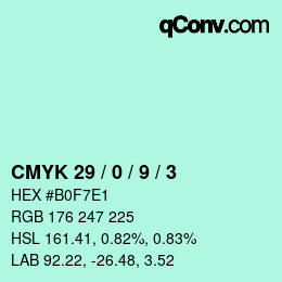 カラーコード: CMYK 29 / 0 / 9 / 3 | qconv.com