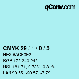 Código de color: CMYK 29 / 1 / 0 / 5 | qconv.com