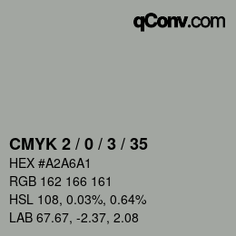 Código de color: CMYK 2 / 0 / 3 / 35 | qconv.com