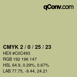 Farbcode: CMYK 2 / 0 / 25 / 23 | qconv.com