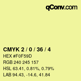 Code couleur: CMYK 2 / 0 / 36 / 4 | qconv.com