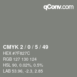 カラーコード: CMYK 2 / 0 / 5 / 49 | qconv.com