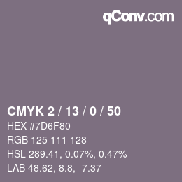 Código de color: CMYK 2 / 13 / 0 / 50 | qconv.com