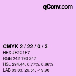 Code couleur: CMYK 2 / 22 / 0 / 3 | qconv.com