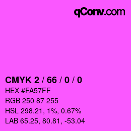 Code couleur: CMYK 2 / 66 / 0 / 0 | qconv.com