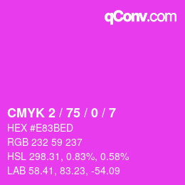 Code couleur: CMYK 2 / 75 / 0 / 7 | qconv.com