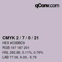 Code couleur: CMYK 2 / 7 / 0 / 21 | qconv.com