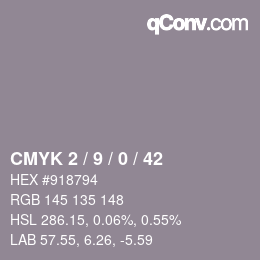 Código de color: CMYK 2 / 9 / 0 / 42 | qconv.com