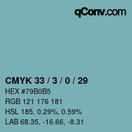 Código de color: CMYK 33 / 3 / 0 / 29 | qconv.com