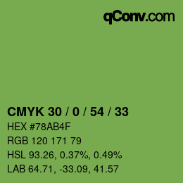 Código de color: CMYK 30 / 0 / 54 / 33 | qconv.com