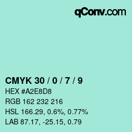 カラーコード: CMYK 30 / 0 / 7 / 9 | qconv.com