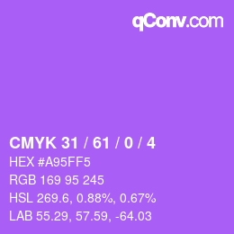 Code couleur: CMYK 31 / 61 / 0 / 4 | qconv.com