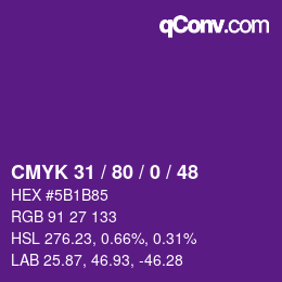 Farbcode: CMYK 31 / 80 / 0 / 48 | qconv.com