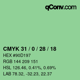 Code couleur: CMYK 31 / 0 / 28 / 18 | qconv.com