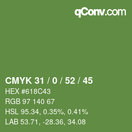 Color code: CMYK 31 / 0 / 52 / 45 | qconv.com