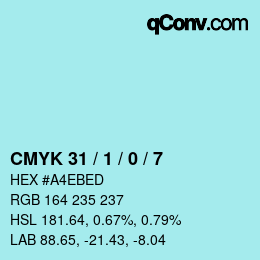 Color code: CMYK 31 / 1 / 0 / 7 | qconv.com