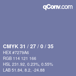 Color code: CMYK 31 / 27 / 0 / 35 | qconv.com