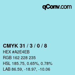 Code couleur: CMYK 31 / 3 / 0 / 8 | qconv.com