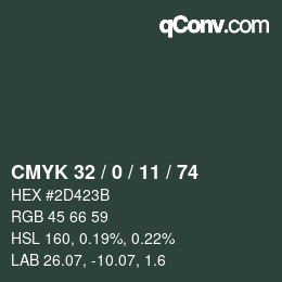 Código de color: CMYK 32 / 0 / 11 / 74 | qconv.com