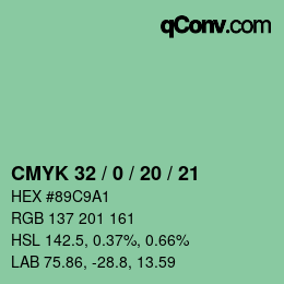 Code couleur: CMYK 32 / 0 / 20 / 21 | qconv.com