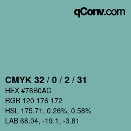 カラーコード: CMYK 32 / 0 / 2 / 31 | qconv.com