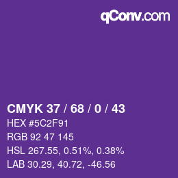 Farbcode: CMYK 37 / 68 / 0 / 43 | qconv.com