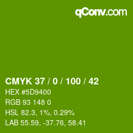 Código de color: CMYK 37 / 0 / 100 / 42 | qconv.com