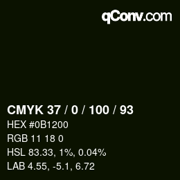 Color code: CMYK 37 / 0 / 100 / 93 | qconv.com