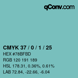 Code couleur: CMYK 37 / 0 / 1 / 25 | qconv.com