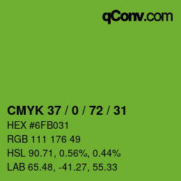 Code couleur: CMYK 37 / 0 / 72 / 31 | qconv.com