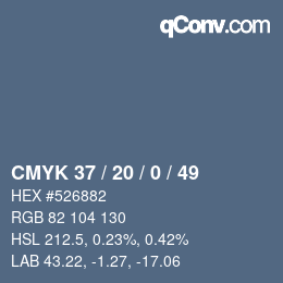 Color code: CMYK 37 / 20 / 0 / 49 | qconv.com