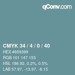 カラーコード: CMYK 34 / 4 / 0 / 40 | qconv.com