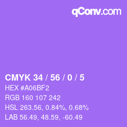 カラーコード: CMYK 34 / 56 / 0 / 5 | qconv.com