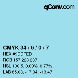 Código de color: CMYK 34 / 6 / 0 / 7 | qconv.com