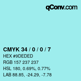 Color code: CMYK 34 / 0 / 0 / 7 | qconv.com