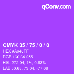 Color code: CMYK 35 / 75 / 0 / 0 | qconv.com