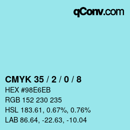 カラーコード: CMYK 35 / 2 / 0 / 8 | qconv.com