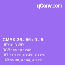 Code couleur: CMYK 36 / 56 / 0 / 5 | qconv.com