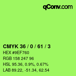 Farbcode: CMYK 36 / 0 / 61 / 3 | qconv.com