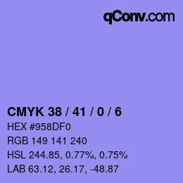 Code couleur: CMYK 38 / 41 / 0 / 6 | qconv.com