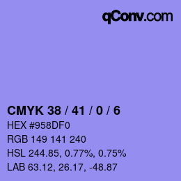 Code couleur: CMYK 38 / 41 / 0 / 6 | qconv.com