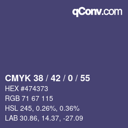 カラーコード: CMYK 38 / 42 / 0 / 55 | qconv.com