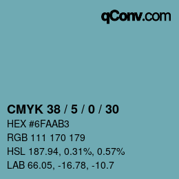 Code couleur: CMYK 38 / 5 / 0 / 30 | qconv.com