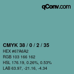 Farbcode: CMYK 38 / 0 / 2 / 35 | qconv.com