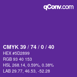 Code couleur: CMYK 39 / 74 / 0 / 40 | qconv.com