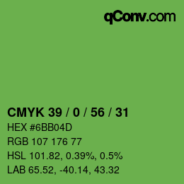 Code couleur: CMYK 39 / 0 / 56 / 31 | qconv.com