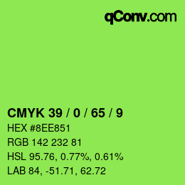 Farbcode: CMYK 39 / 0 / 65 / 9 | qconv.com