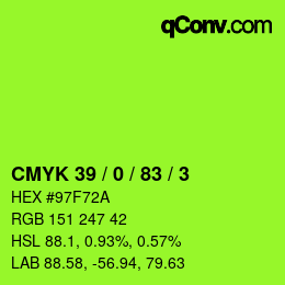 Color code: CMYK 39 / 0 / 83 / 3 | qconv.com